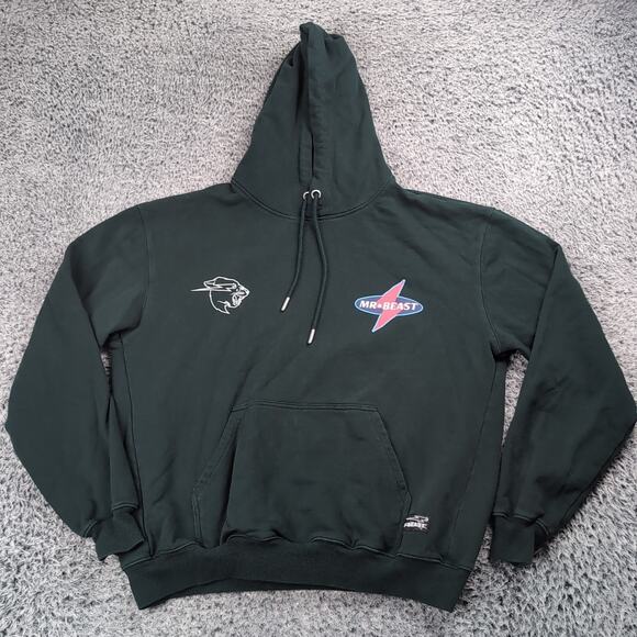 Mr Beast Hoodie Adult Small Green Pullover Fleece YouTube Sweatshirt Graphic - Picture 1 of 6